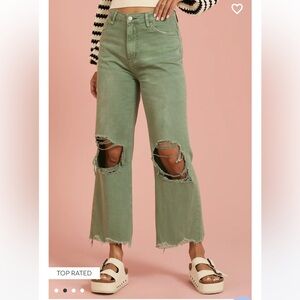 Vervet Los Angeles distressed green jeans